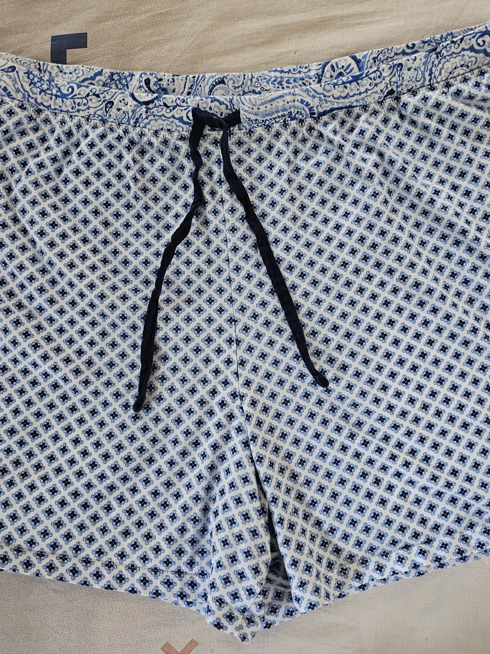 4 x $15 Women's Blue Patterned Pajama Shorts with Drawstring